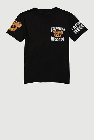 Boys Bear Graphic Tee, Black, Size S