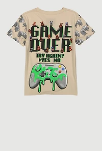 Boys Game Over Try Again Tee, Beige, Size XL