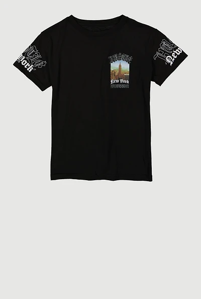 Boys Hustle New York Graphic Tee, Black, Size L