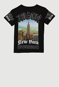 Boys Hustle New York Graphic Tee, Black, Size XL
