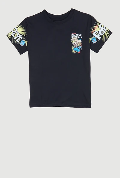 Boys Popeye Savage Graphic Tee, Black, Size M