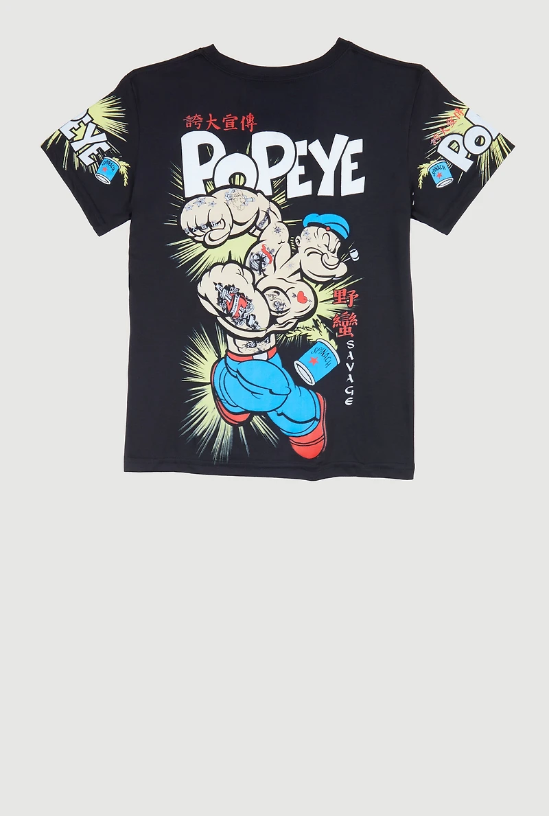 Boys Popeye Savage Graphic Tee, Black, Size XL
