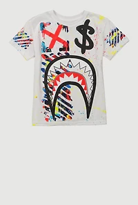 Boys Paint Splatter Sharkbite Graphic Tee, Multi, Size M