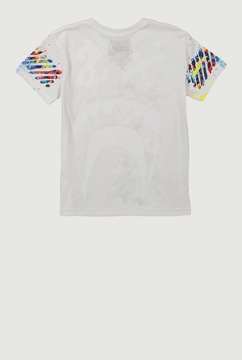 Boys Paint Splatter Sharkbite Graphic Tee, Multi, Size M