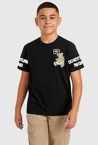 Boys Level Up Gamer Bear Graphic Tee, Black, Size L