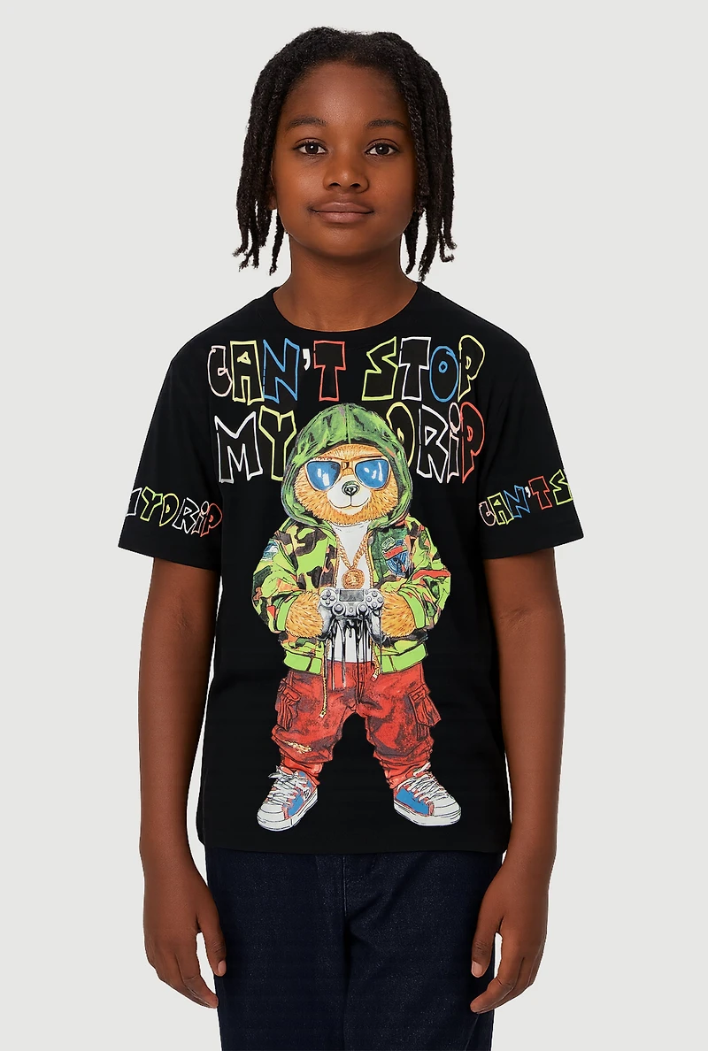 Boys Cant Stop My Drip Graphic Tee, Black, Size M