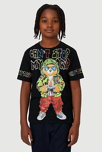 Boys Cant Stop My Drip Graphic Tee, Black, Size M
