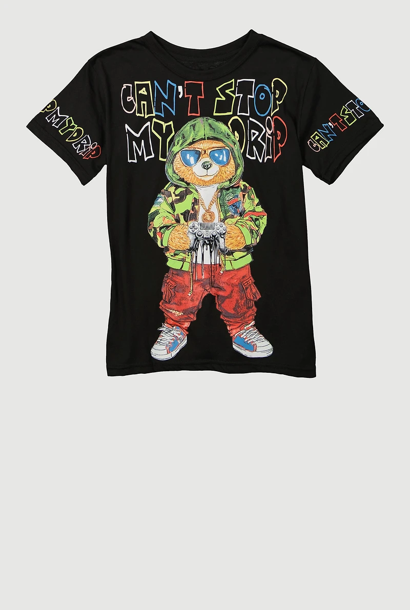 Boys Cant Stop My Drip Graphic Tee, Black, Size M