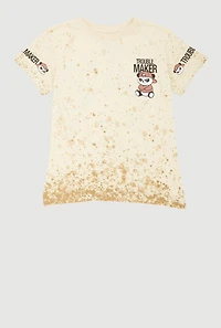 Boys Trouble Maker Panda Graphic Tee, Beige,
