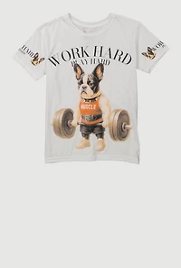 Boys Work Hard Play Hard Graphic Tee, White, Size S