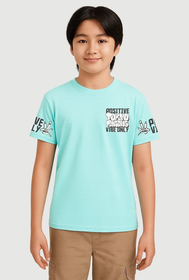 Boys Positive Tokyo Racing Graphic Tee, Blue, Size S
