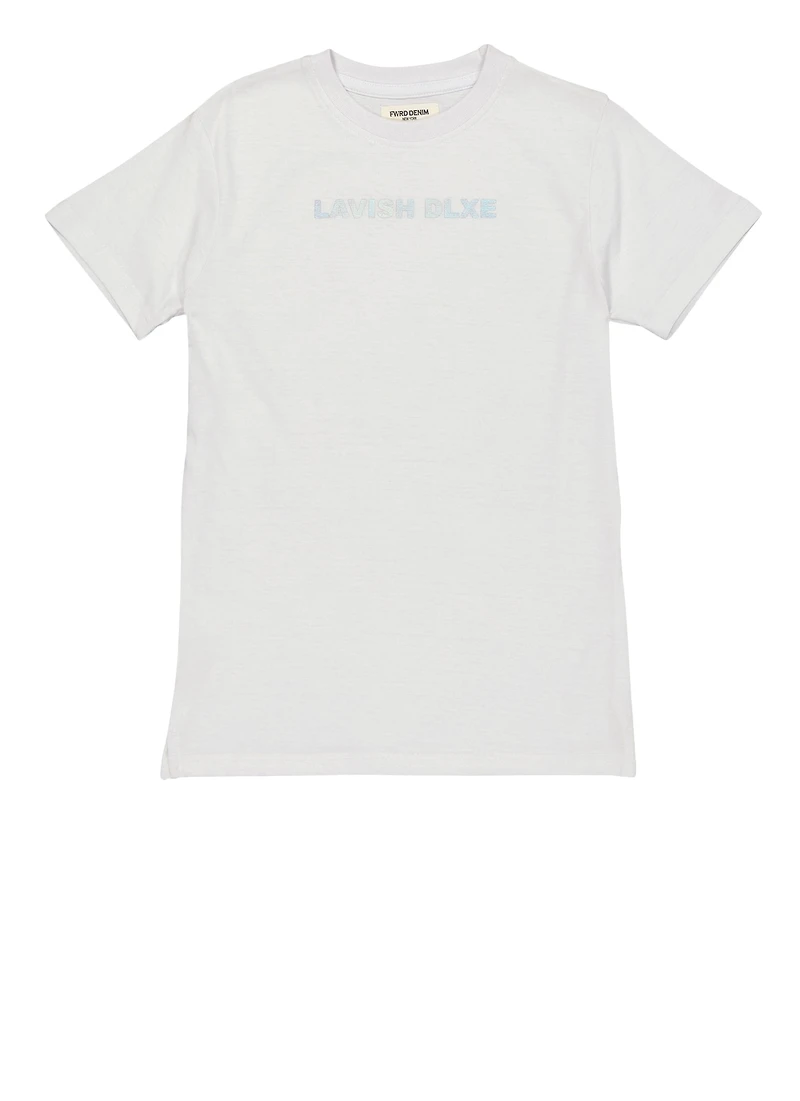 Boys Lavish Short Sleeve Graphic Tee, White, Size 14-16