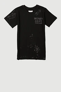 Boys Money Dept Worldwide Graphic Crew Neck T-Shirt, Black, Size 18-20