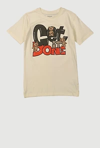 Boys Rhinestone Get It Done Teddy Graphic Tee, Beige,