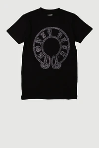 Boys Graphic Rhinestone Short Sleeve T-Shirt, Black,