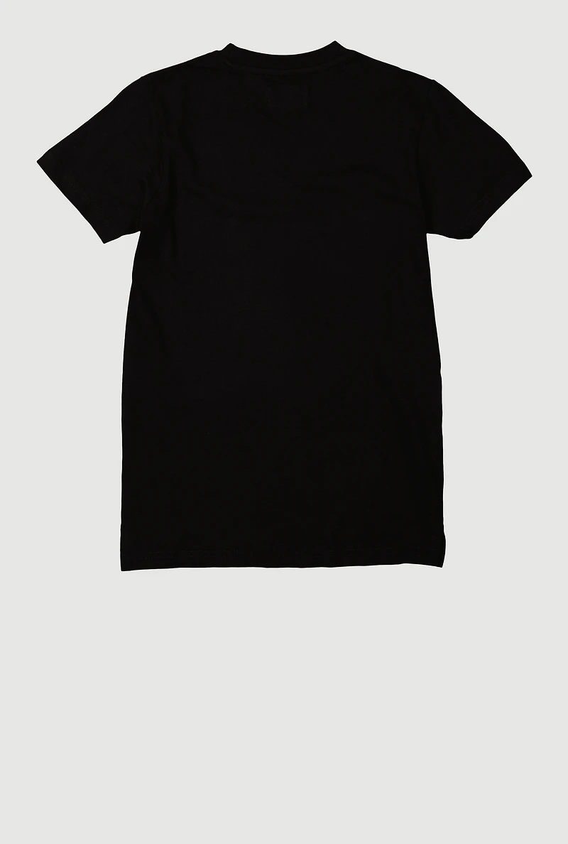 Boys Graphic Rhinestone Short Sleeve T-Shirt, Black,