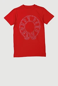 Boys Graphic Rhinestone Short Sleeve Tee, Red, Size 18-20