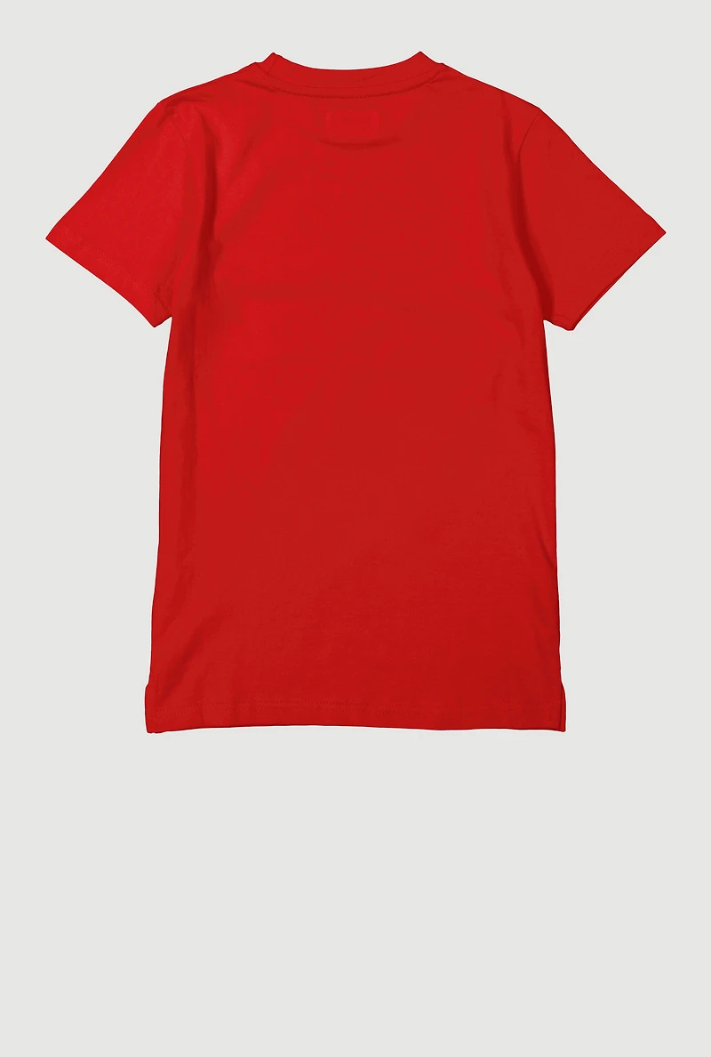 Boys Graphic Rhinestone Short Sleeve Tee, Red, Size 14-16