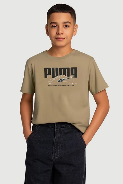 Boys Sneaker Graphic Tee, Brown, Size M