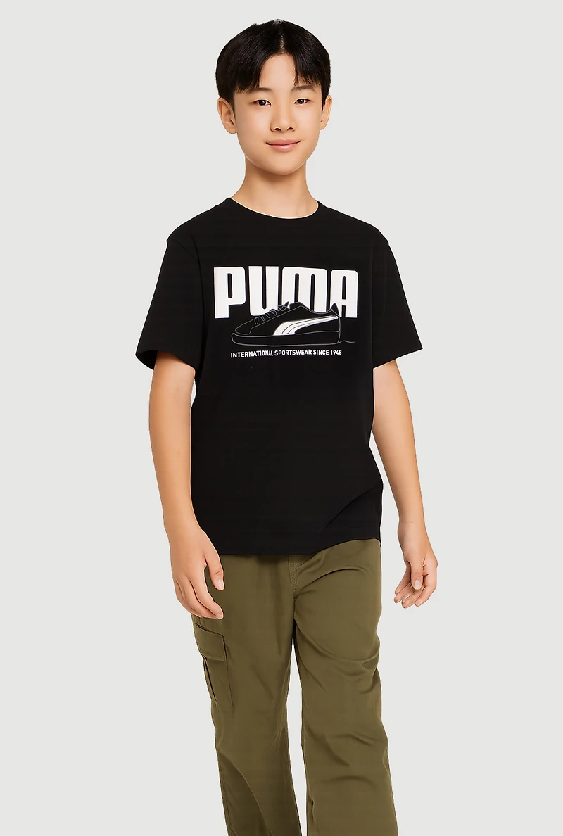 Boys International Sportswear Sneaker Graphic Print Tee, Black, Size XL