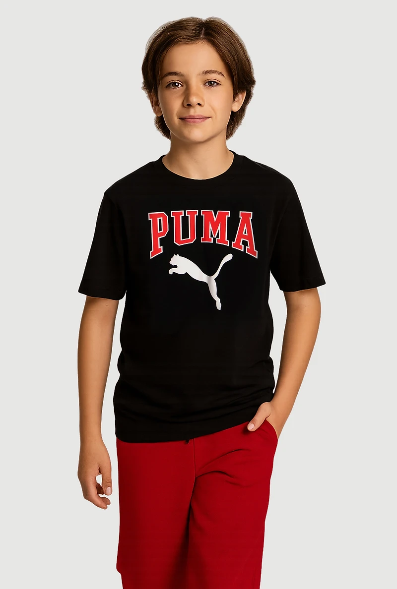 Boys Logo Graphic Print Tee, Black, Size L