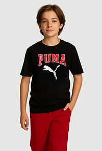Boys Logo Graphic Print Tee, Black, Size L