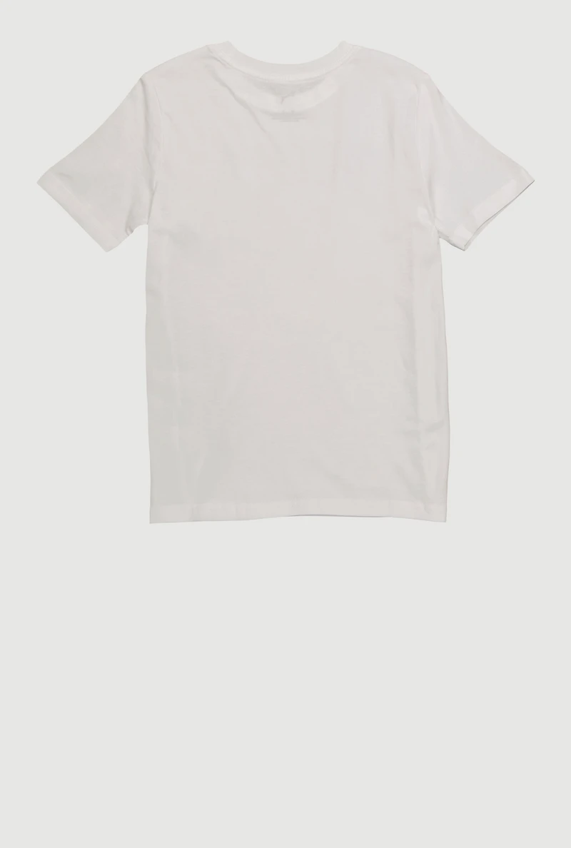 Boys Logo Graphic Crew Neck Tee, White, Size L