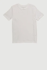 Boys Logo Graphic Crew Neck Tee, White, Size L