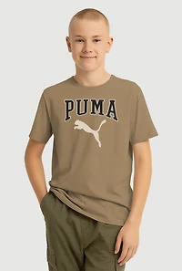 Boys Logo Graphic Crew Neck Top, Green, Size S