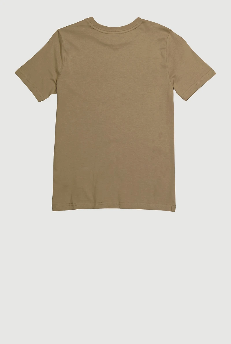 Boys Logo Graphic Crew Neck Top, Green, Size S