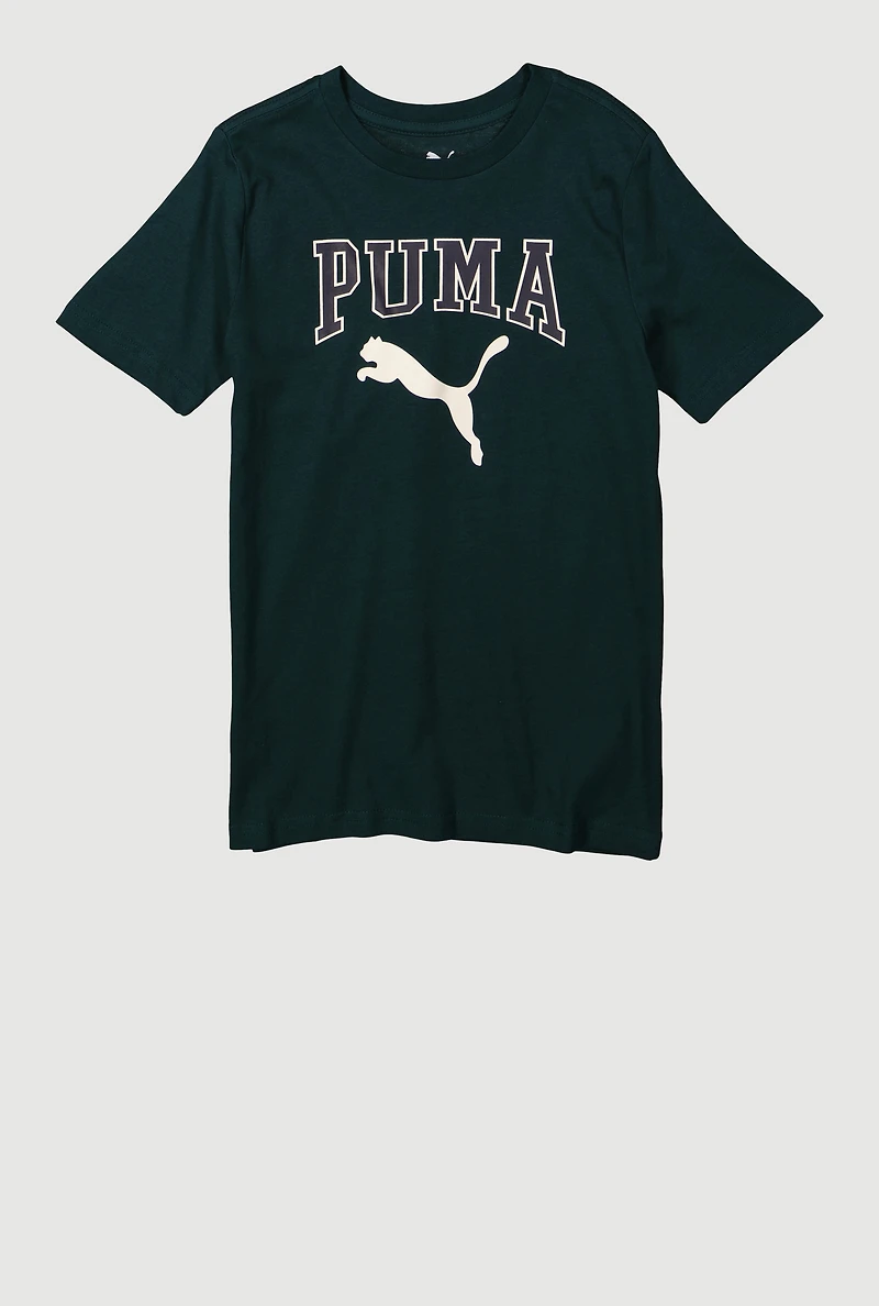 Boys Logo Graphic Tee, Green, Size M