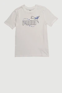 Boys Logo Graphic Crew Neck T-Shirt, White, Size S