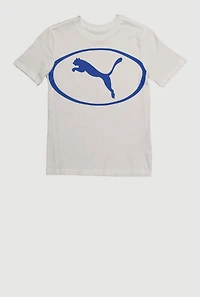 Boys Graphic Logo Crew Neck T-Shirt, White, Size S