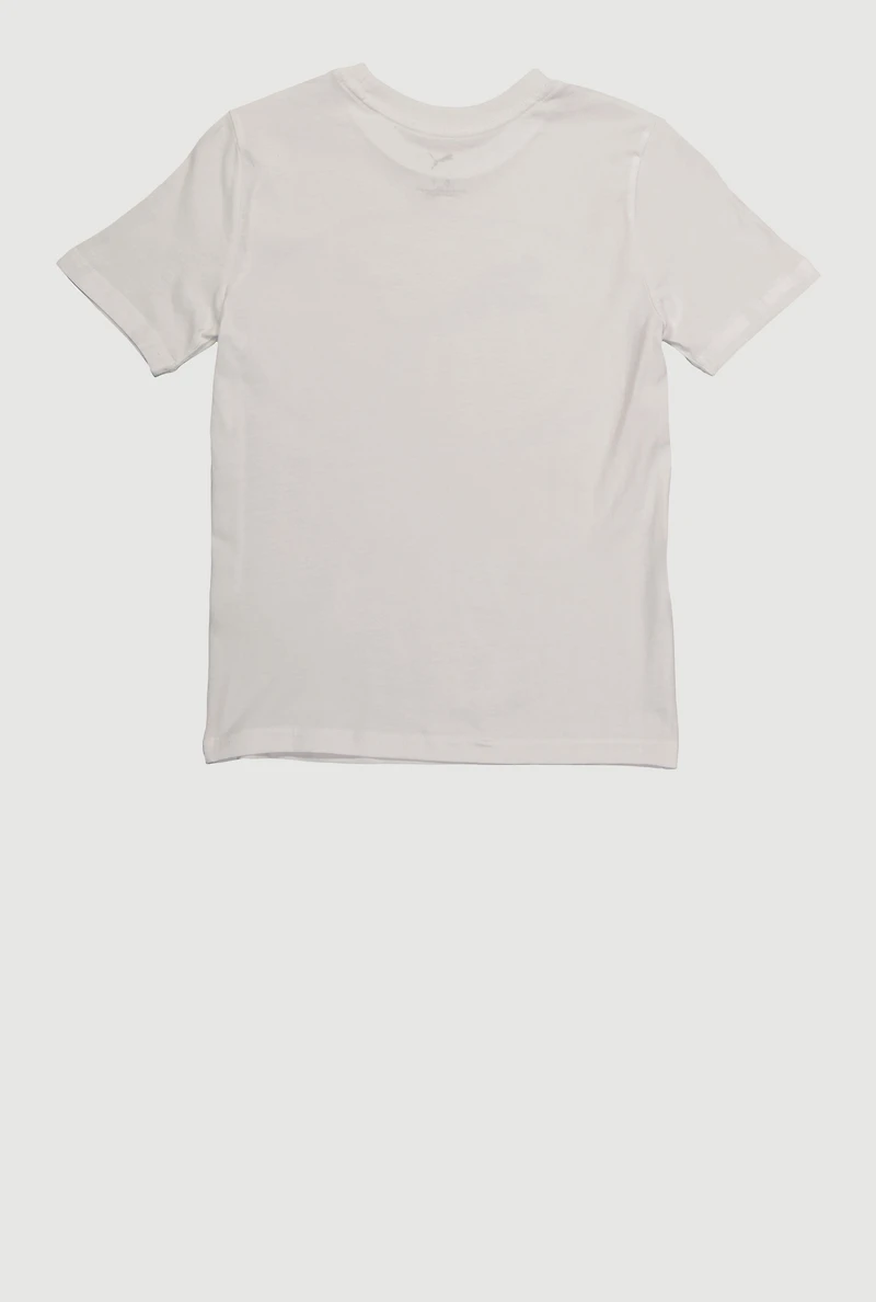 Boys Graphic Logo Crew Neck T-Shirt, White, Size S