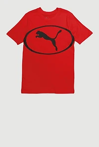 Boys Graphic Logo Crew Neck Tee, Red, Size XL