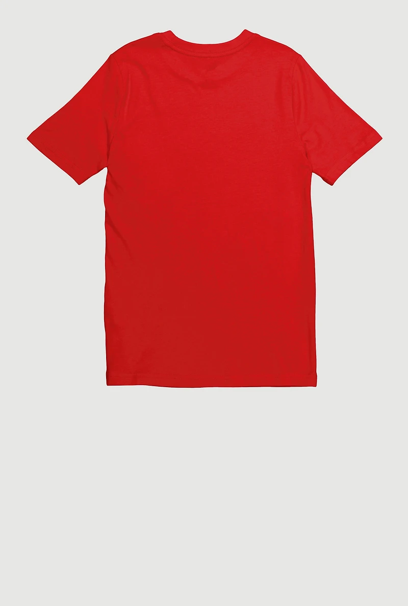 Boys Graphic Logo Crew Neck Tee, Red, Size XL