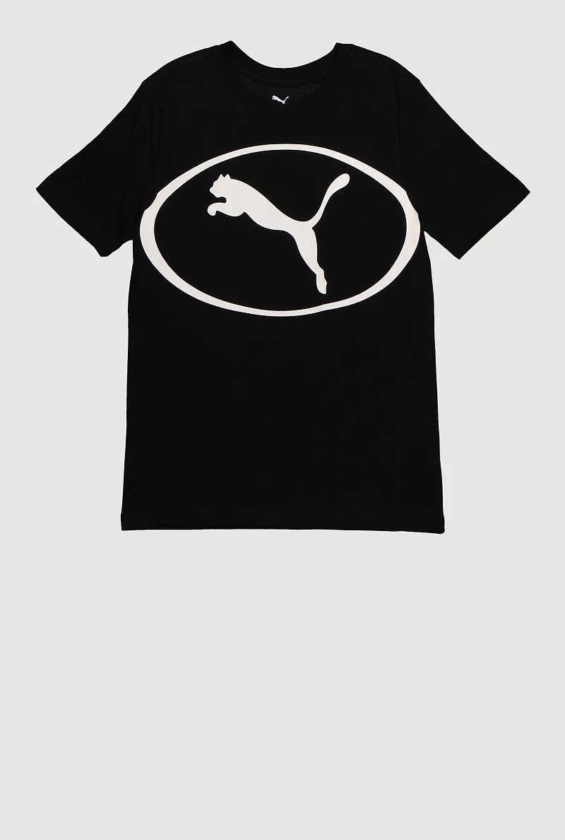 Boys Graphic Logo Crew Neck Top, Black, Size XL