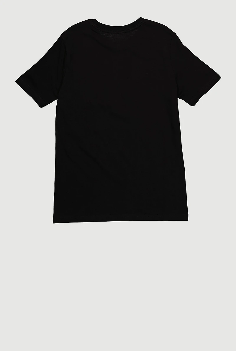Boys Graphic Logo Crew Neck Top, Black, Size XL