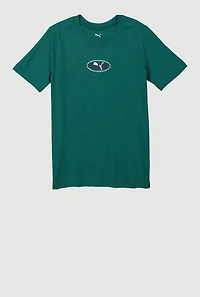Boys Circular Logo Graphic Print Tee, Green, Size XL