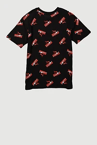 Boys All Over Logo Graphic Print Tee, Black, Size XL