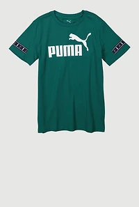 Boys Sleeve Logo Graphic Print Tee, Green, Size L