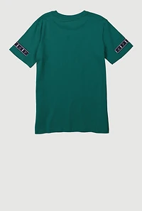 Boys Sleeve Logo Graphic Print Tee, Green, Size S