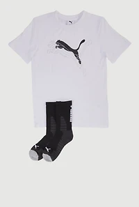 Boys Puma Logo Graphic Tee and Socks