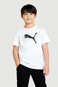 Boys Puma Logo Graphic Tee and Socks, White, Size 14-16