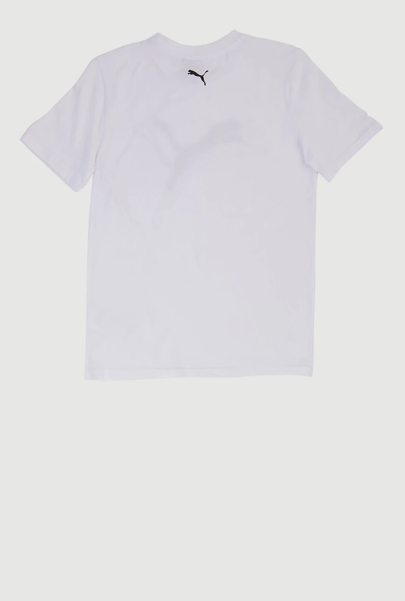 Boys Puma Logo Graphic Tee and Socks, White, Size 14-16