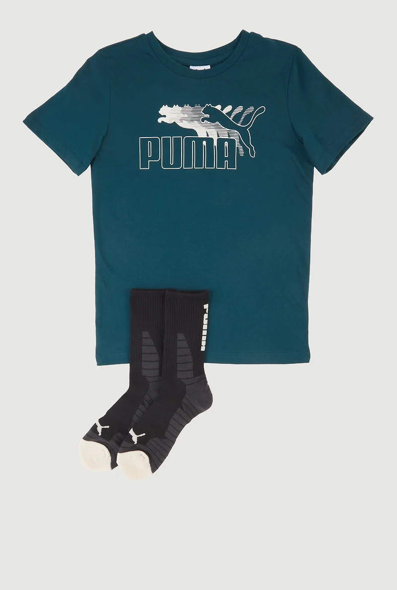Boys Puma Graphic Tee with Socks