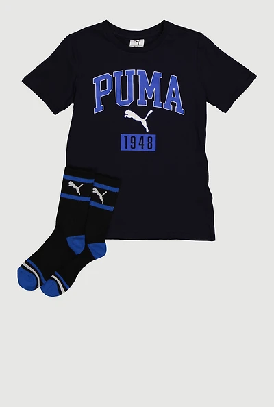 Boys Puma 1948 Graphic Tee and Socks