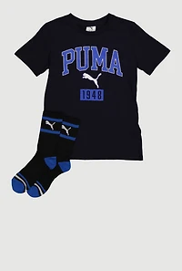 Boys Puma 1948 Graphic Tee and Socks