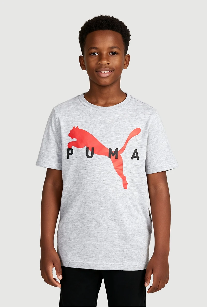 Boys Marled Puma Logo Graphic Tee and Socks