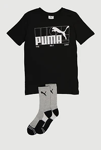 Boys Puma The No 1 Logo Graphic Tee and Socks
